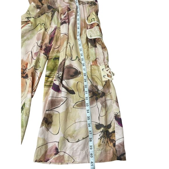 Anthropologie Women's Floral Wide-Leg Pants With Pockets & Lace-Up Detail Size 0 - Picture 7 of 9